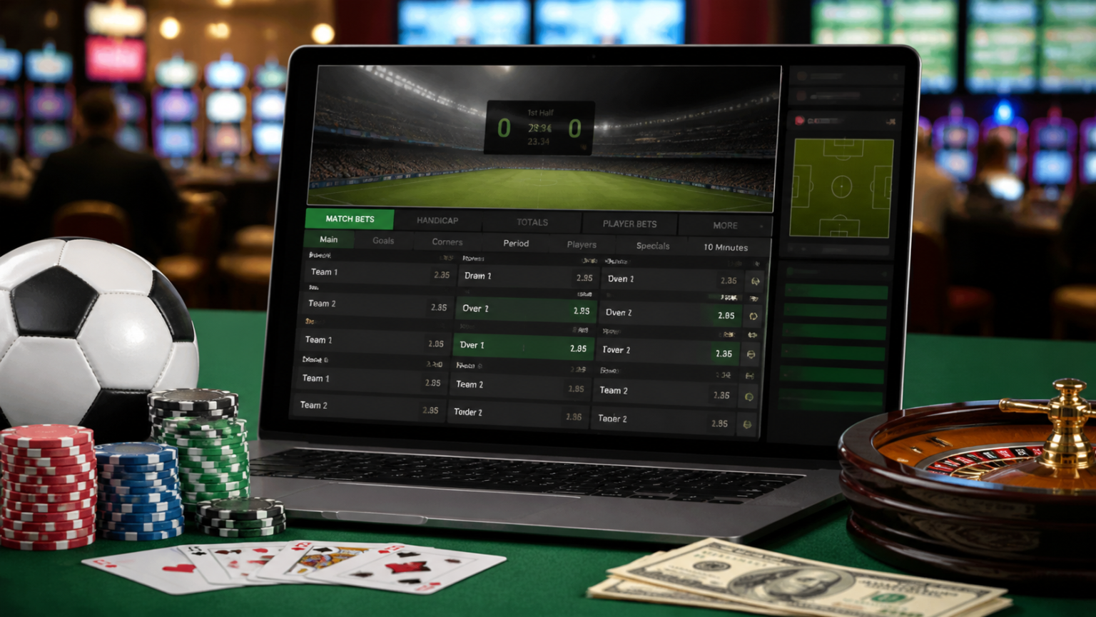 Interfaccia di scommesse online con quote sportive