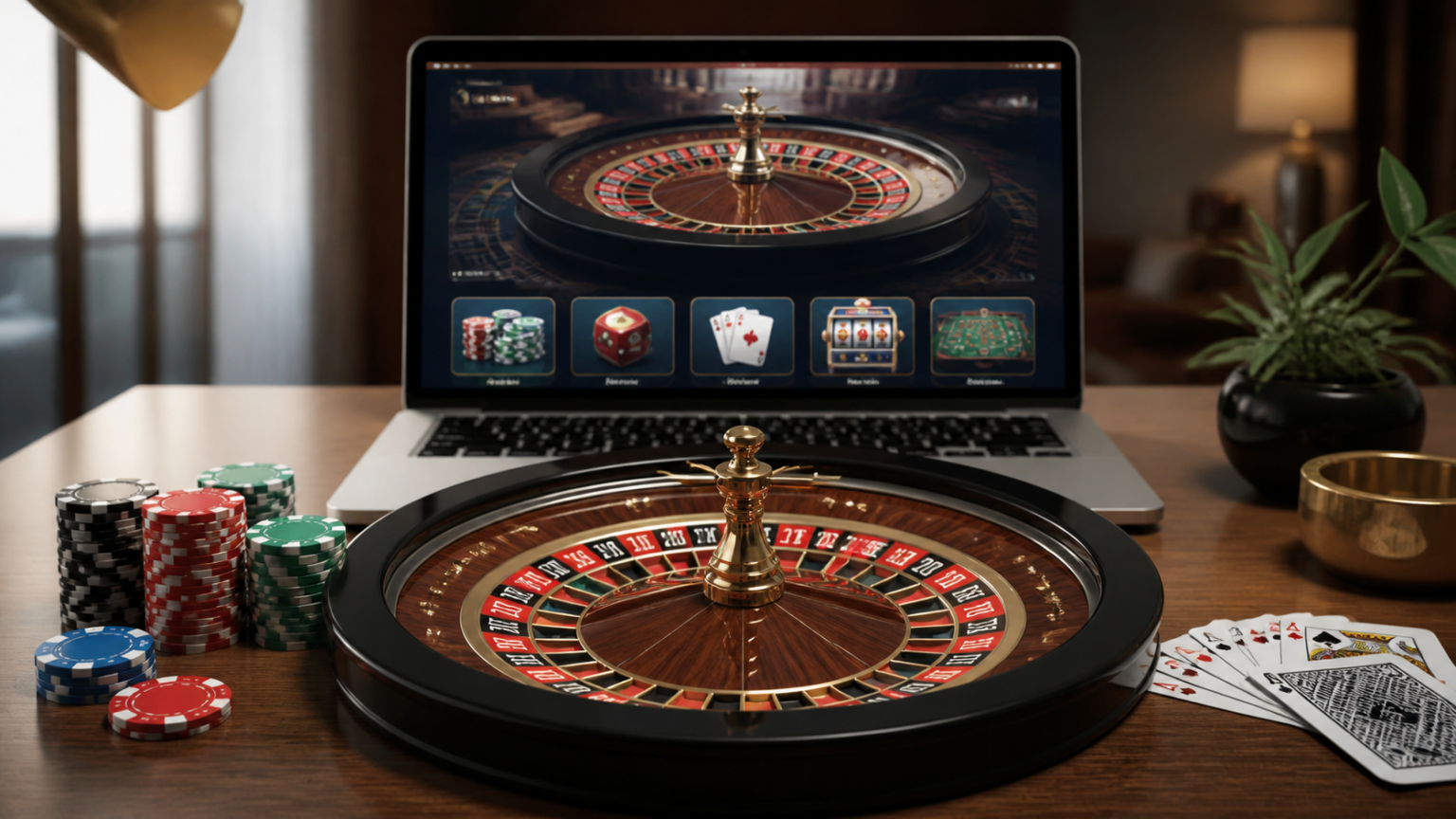 Vantaggi percepiti e limiti da considerare: casino non aams Immagine di un casino online con slot, carte e fiches